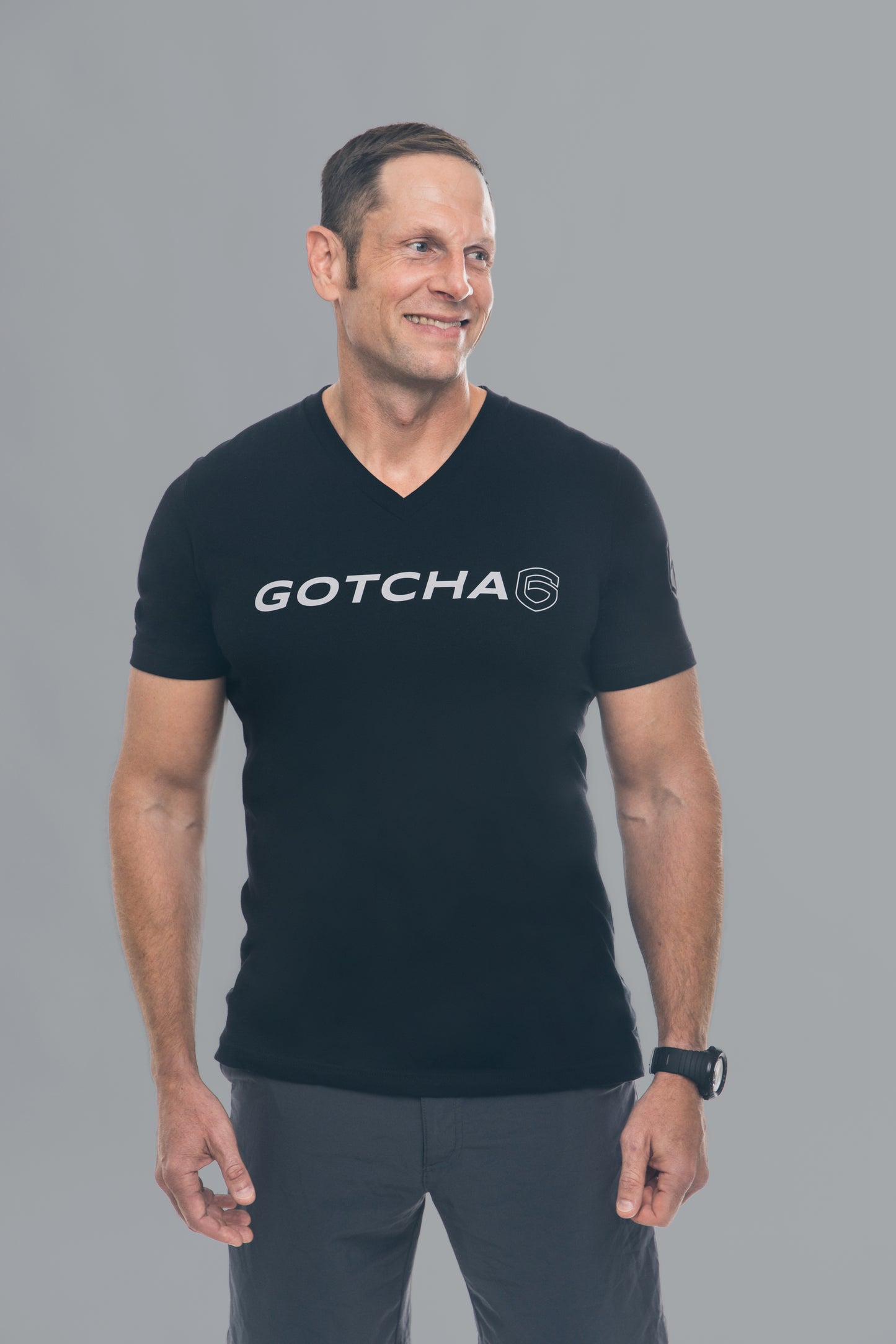 Gotcha 6 Black V-Neck T-Shirt